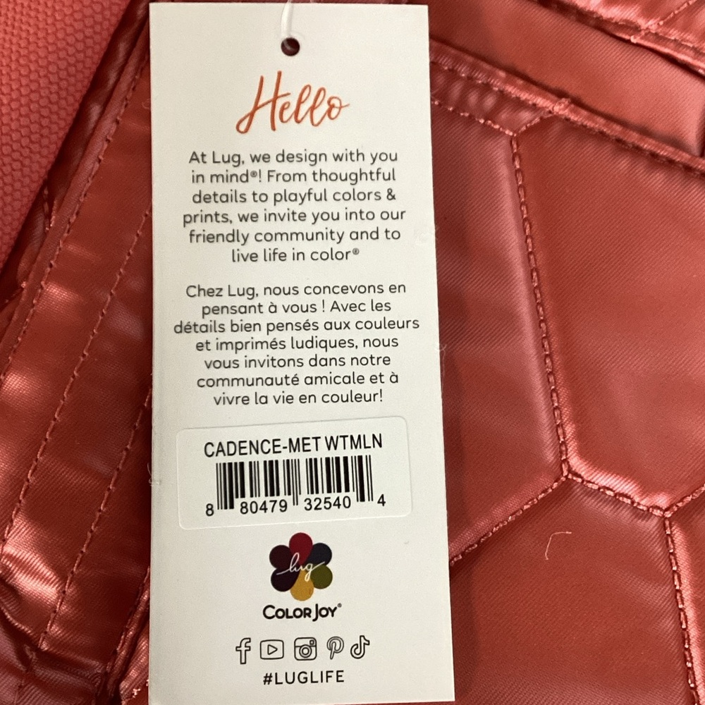 Lug Metallic Watermelon ๐ ๐๐Cadence Women's Quilted Coral Tote Bag BNWT - Picture 7 of 7